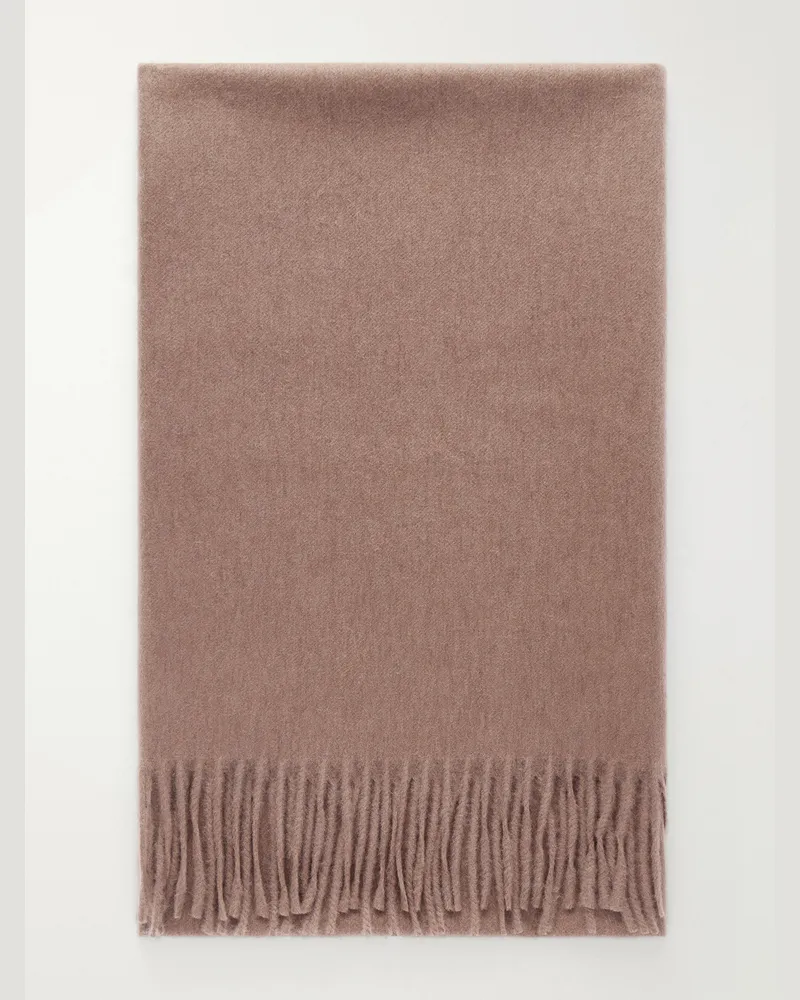 Begg & Co Arran Solid Fringed Brushed-Cashmere Scarf Brown