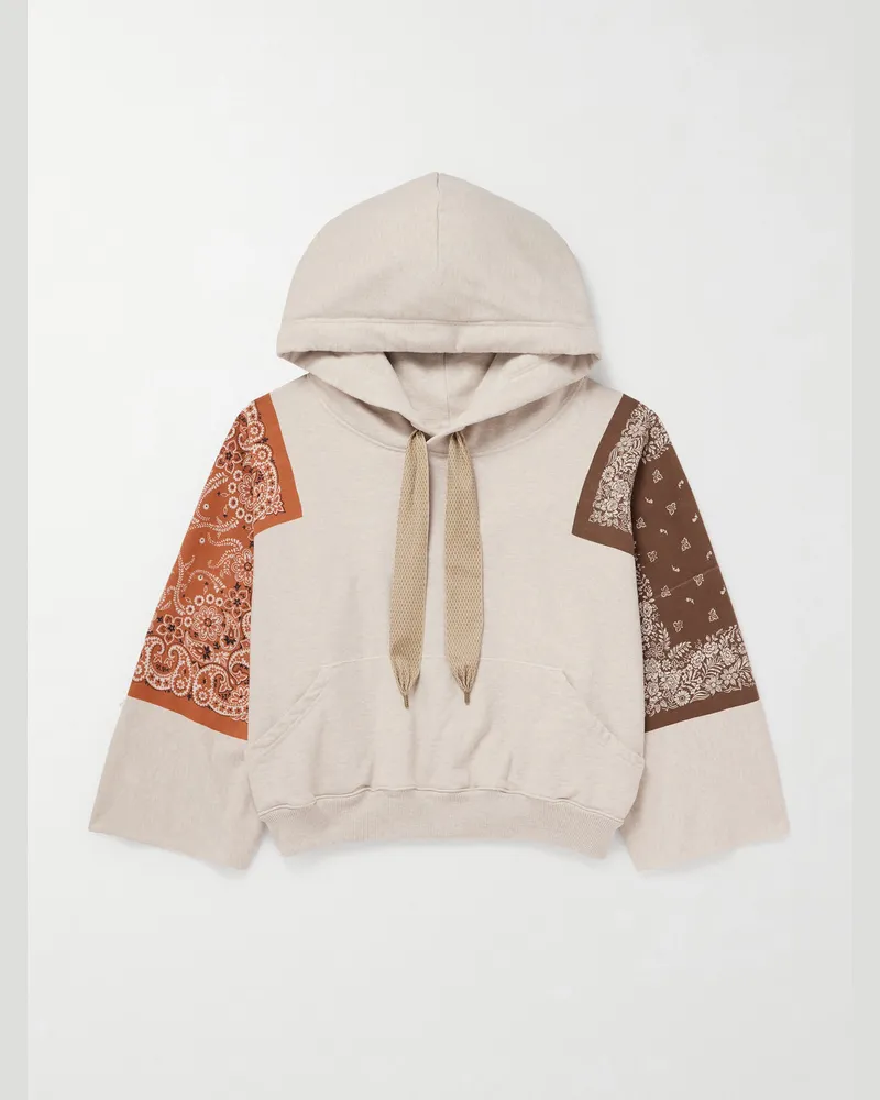 KAPITAL Bandana-Print Cotton-Jersey Hoodie Neutrals