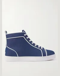 Christian Louboutin High-Top-Sneakers aus Denim mit Lederbesätzen und Logostickerei Blau