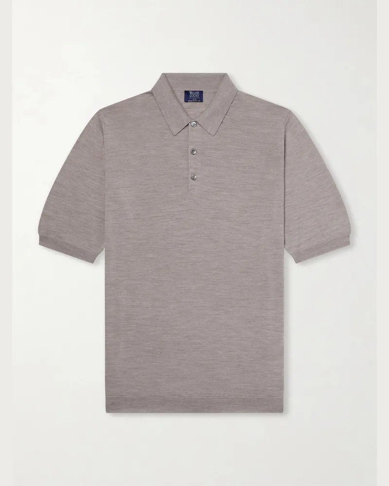 William Lockie Merino Wool Polo Shirt Brown