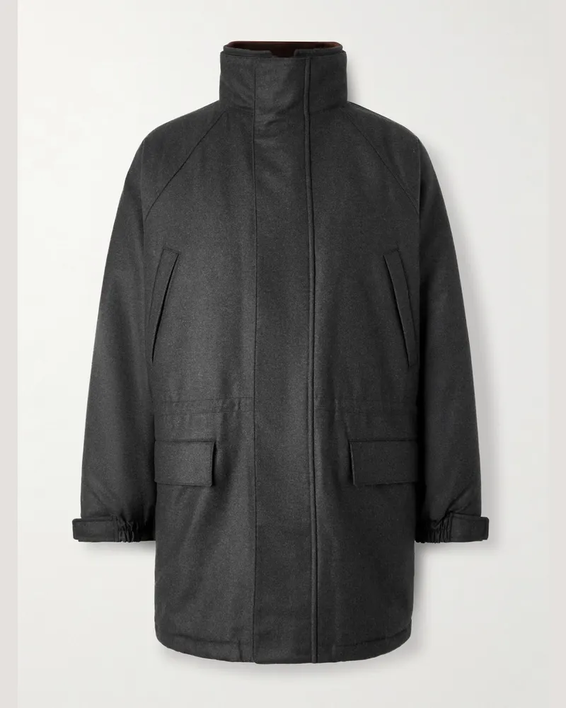 AURALEE Oversized-Mantel aus wattierter Wolle Schwarz