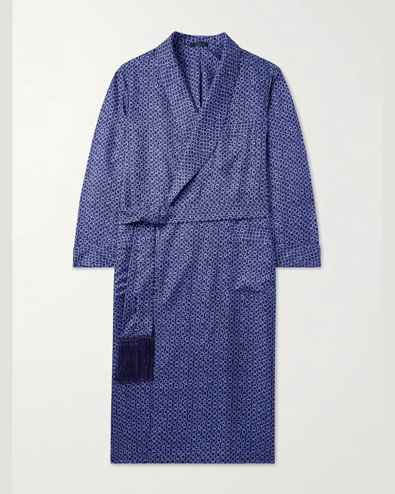 Charvet Morgenmantel aus bedrucktem Seiden-Twill mit Gürtel Lila