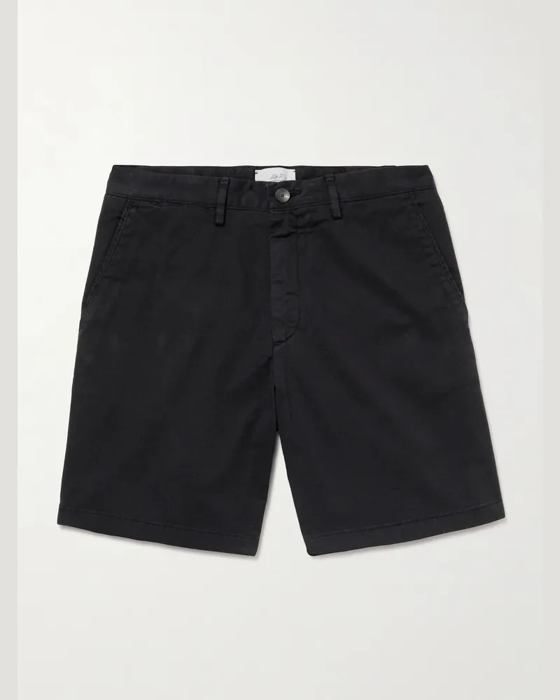 MR P. Gerade geschnittene Bermudashorts aus Twill aus einer Baumwollmischung in Stückfärbung Schwarz