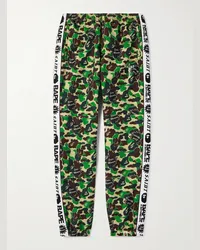 SAINT MXXXXXX BAPE® gerade geschnittene Hose aus Shell mit Webbandbesatz und Camouflage-Print Grün