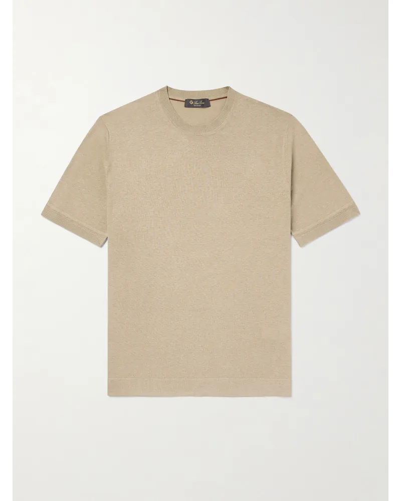 Loro Piana T-Shirt aus einer Seiden-Leinenmischung Neutral