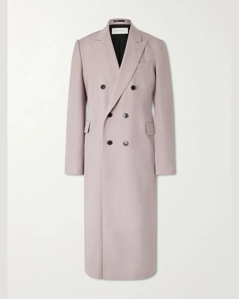 Dries van Noten Double-Breasted Wool-Twill Coat Pink