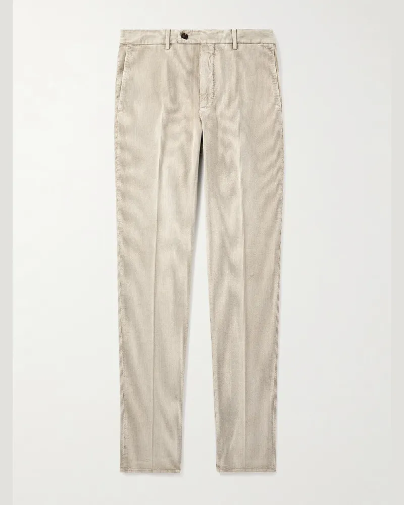 Slowear Incotex Straight-Leg Cotton-Blend Corduroy Trousers Neutrals