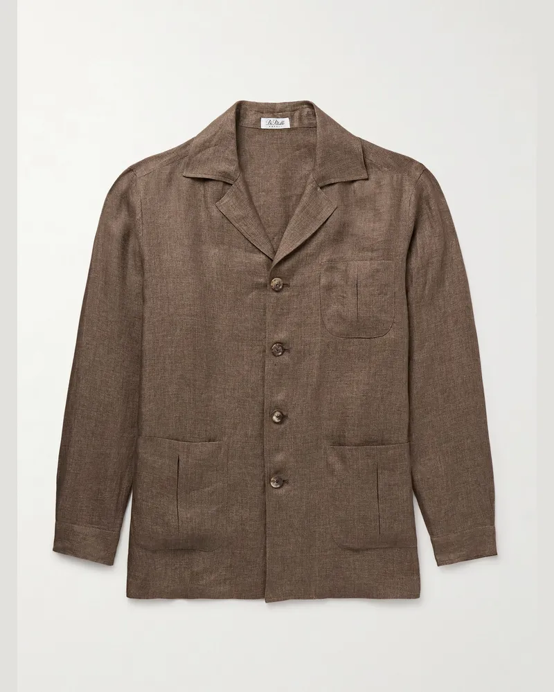 De Petrillo Schmal geschnittene Hemdjacke aus Leinen mit Reverskragen Braun