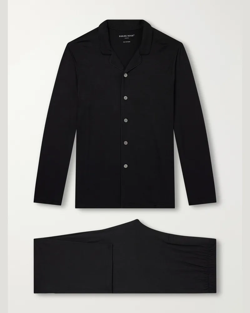 Derek Rose Basel 1 Stretch-Modal Jersey Pyjama Set Black