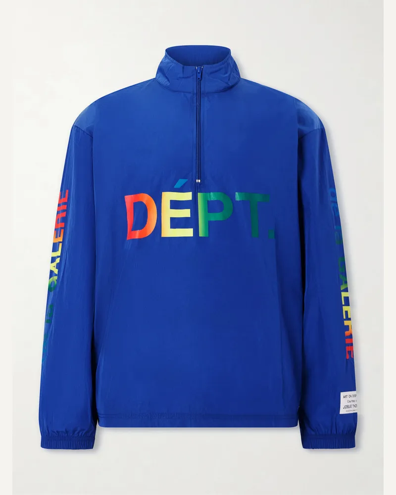 GALLERY DEPT. Wave Logo-Print Shell Half-Zip Jacket Blue