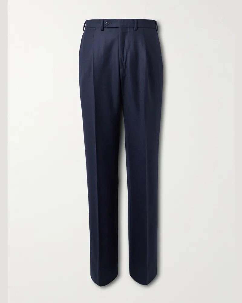 SAMAN AMEL Amo weit geschnittene Hose aus einer Baumwollmischung mit Falten Blau