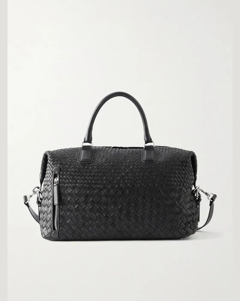 Officine Creative Italia Woven Leather Weekend Bag Black