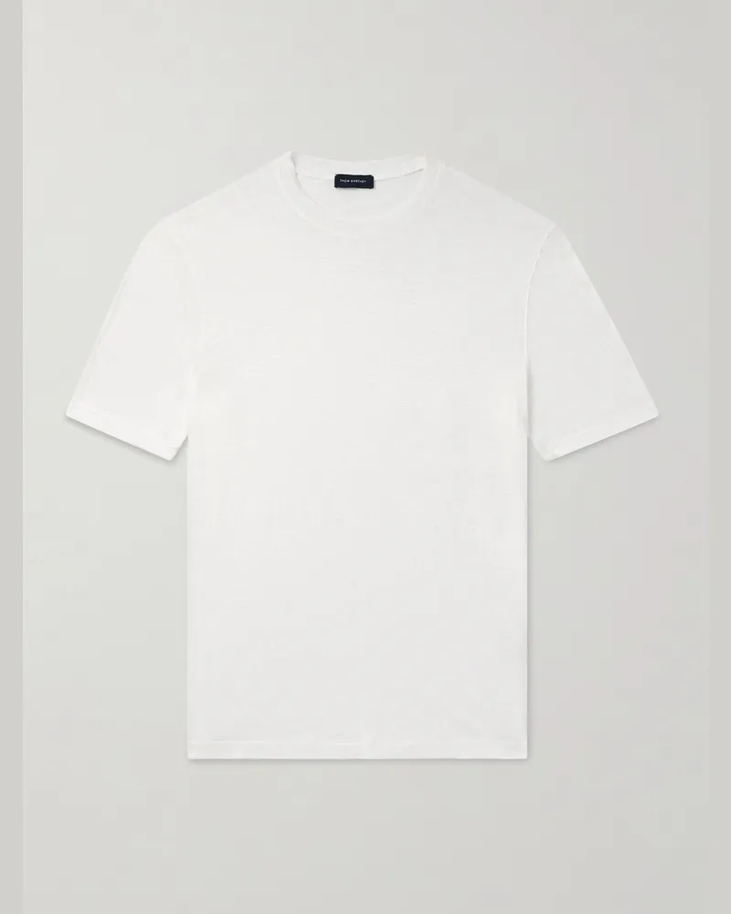 Thom Sweeney T-Shirt aus Jersey aus einer Leinenmischung Weiß