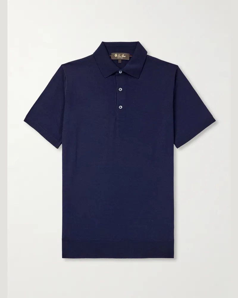 Loro Piana Polohemd aus Wish®-Wolle Blau
