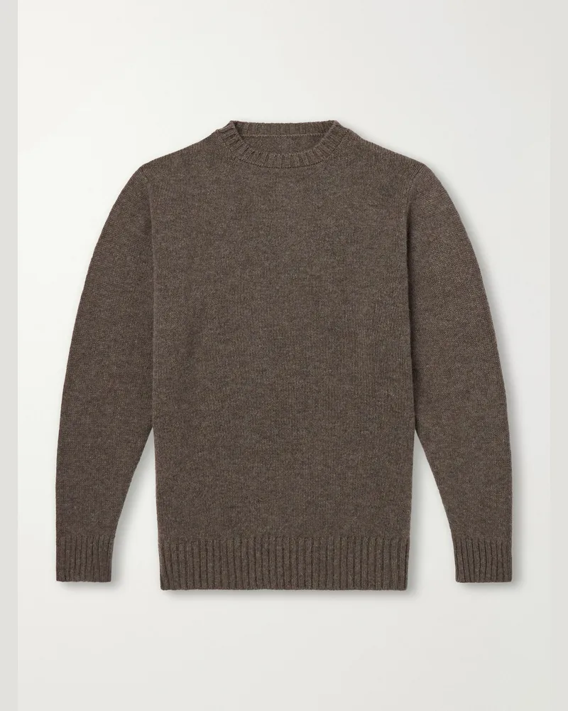 Anderson & Sheppard Super Soft Rib-Trimmed Cashmere Sweater Brown