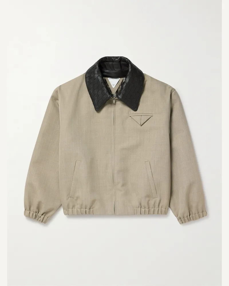 Bottega Veneta Blouson aus Woll-Twill mit Besatz aus Intrecciato-Leder Neutral