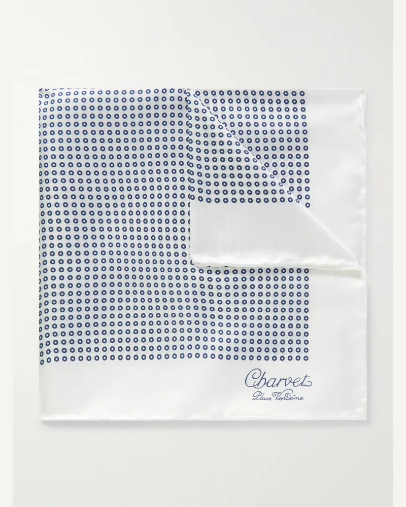 Charvet Einstecktuch aus Seiden-Twill mit Print Weiß