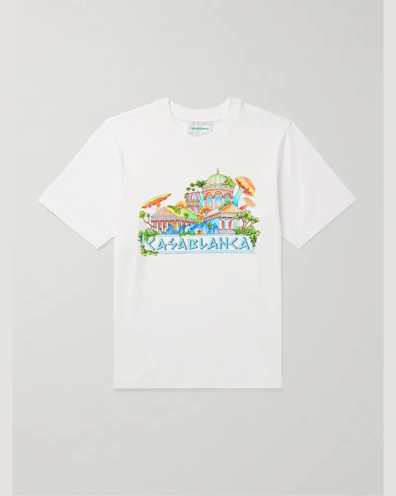 Casablanca Paris The Road To Knowledge T-Shirt aus Biobaumwoll-Jersey mit Logoprint Weiß