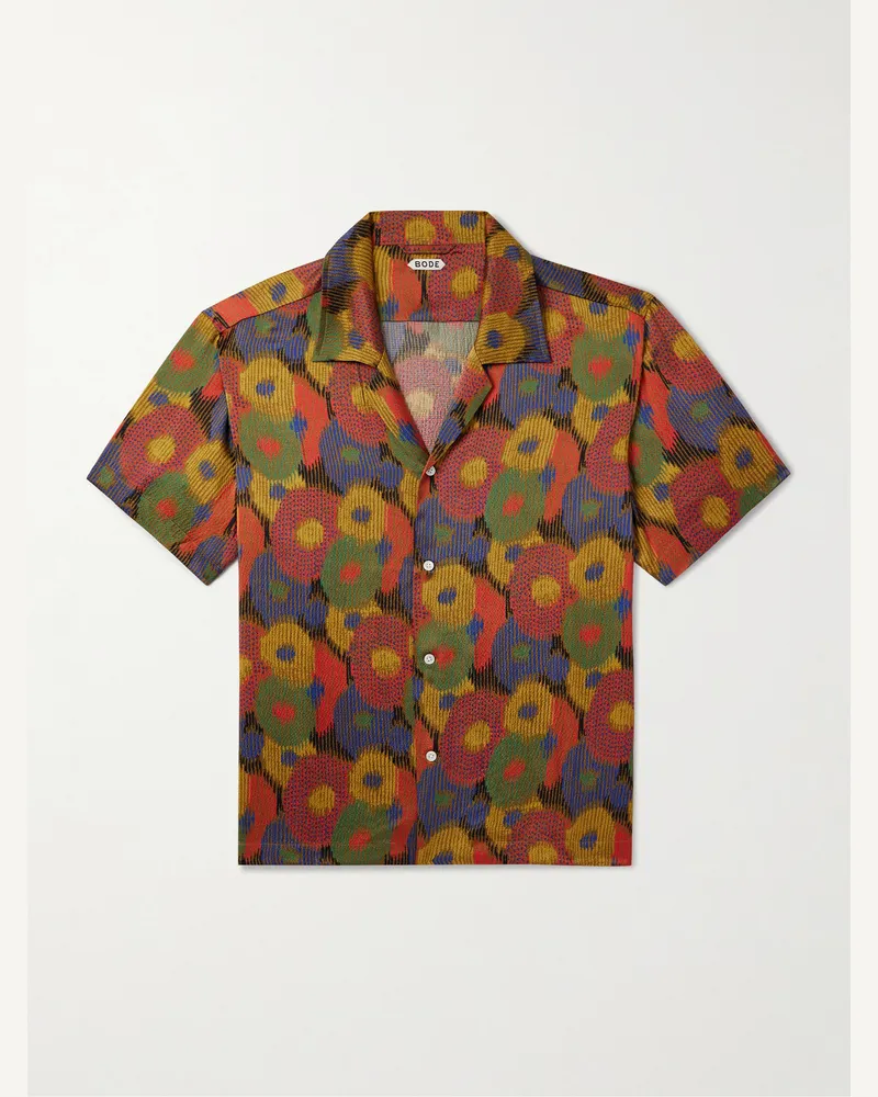 BODE Fruit Pit Camp-Collar Printed Silk-Seersucker Shirt Multi