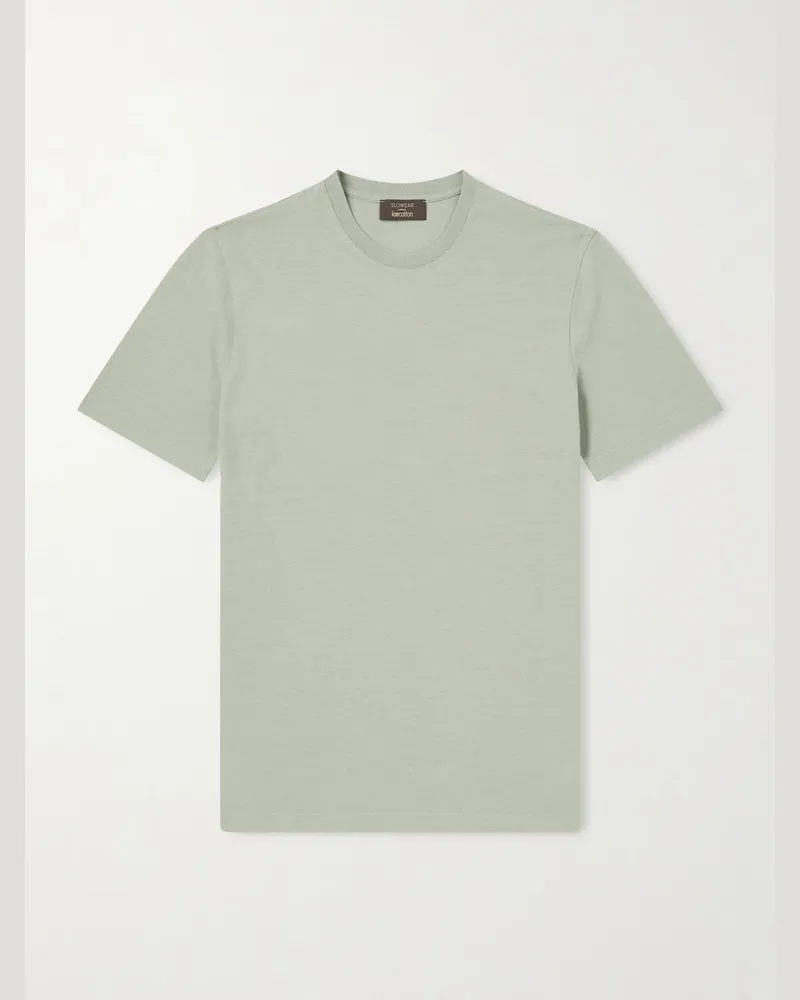 Slowear Schmal geschnittenes T-Shirt aus Baumwoll-Jersey Grün
