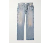 Lamborghini Gerade geschnittene Jeans mit Print in Distressed-Optik