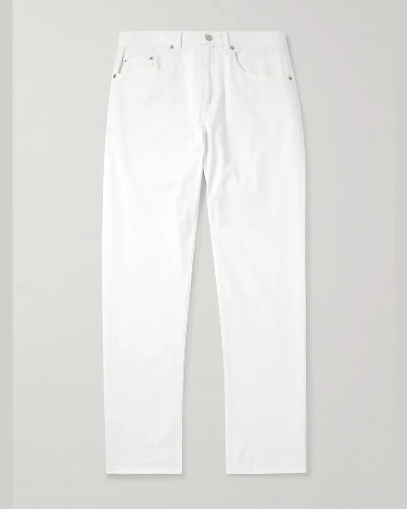 Frescobol Carioca Columbo Straight-Leg Cotton-Blend Twill Trousers Neutrals