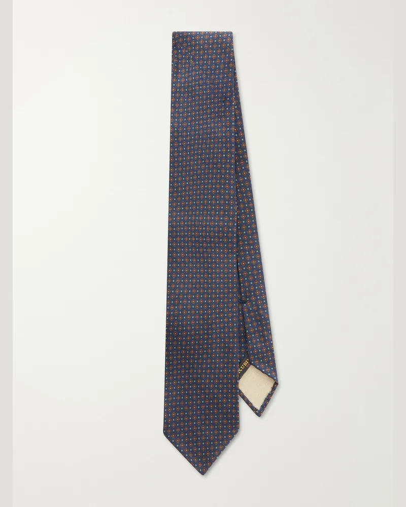 Rubinacci 8cm Printed Silk-Twill Tie Blue