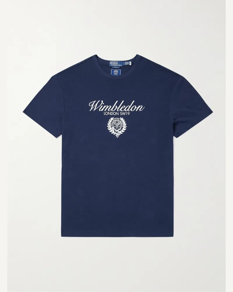 Ralph Lauren Wimbledon T-Shirt aus Baumwoll-Jersey mit Logoprint Blau