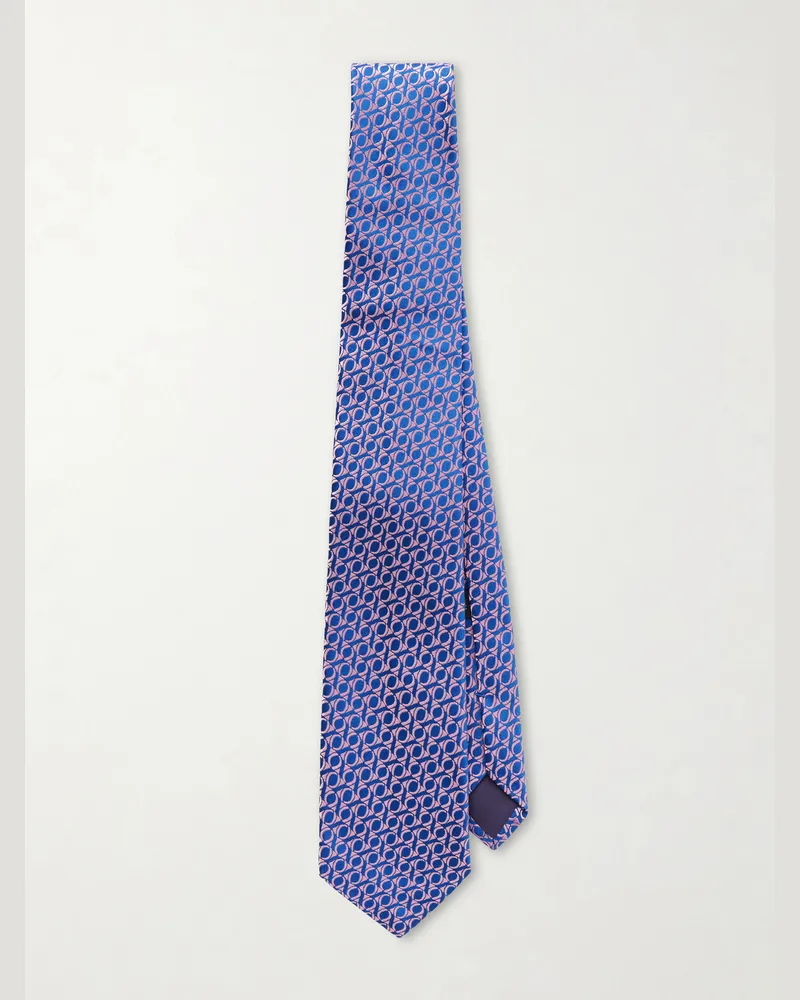 Charvet 8.5cm Silk-Jacquard Tie Blue