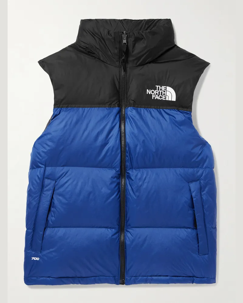 The North Face 1996 Retro Nuptse Daunenweste aus gestepptem recyceltem Ripstop und Shell mit Kapuze Blau