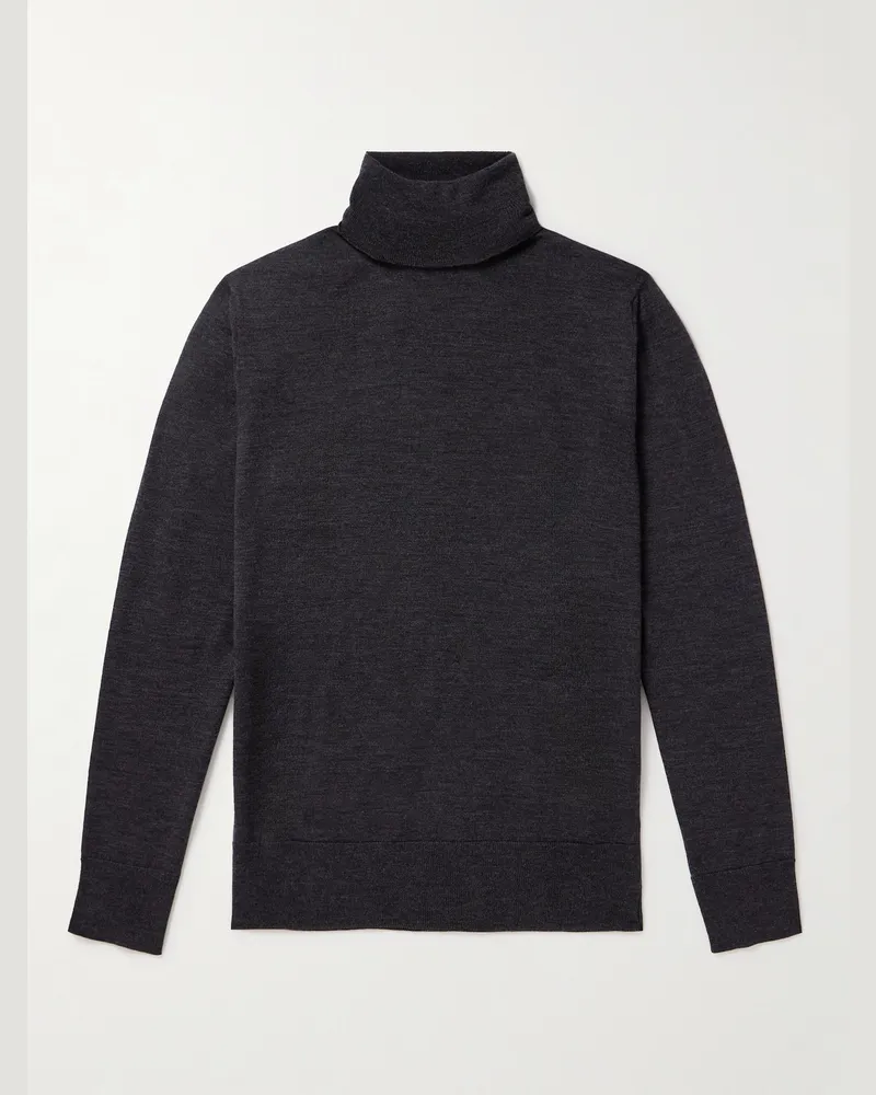 MR P. Schmal geschnittener Rollkragenpullover aus Merinowolle Grau