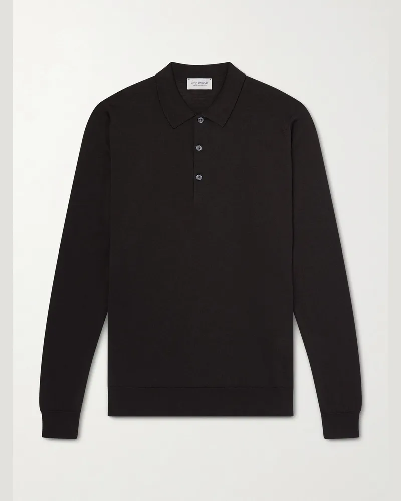 John Smedley Belper Slim-Fit Merino Wool Polo Shirt Brown