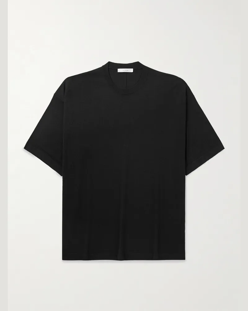 The Row Dlomu T-Shirt aus Woll-Jersey Schwarz