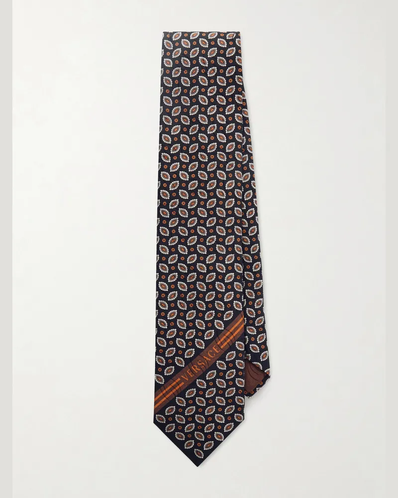 Versace Krawatte aus Seiden-Jacquard, 9 cm Orange