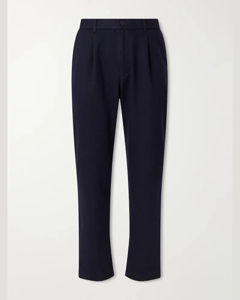 Hartford Straight-Leg Wool-Blend Trousers Blue