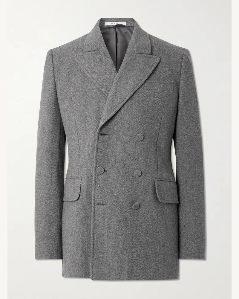 Gabriela Hearst Double-Breasted Virgin Wool and Cashmere-Blend Blazer Gray