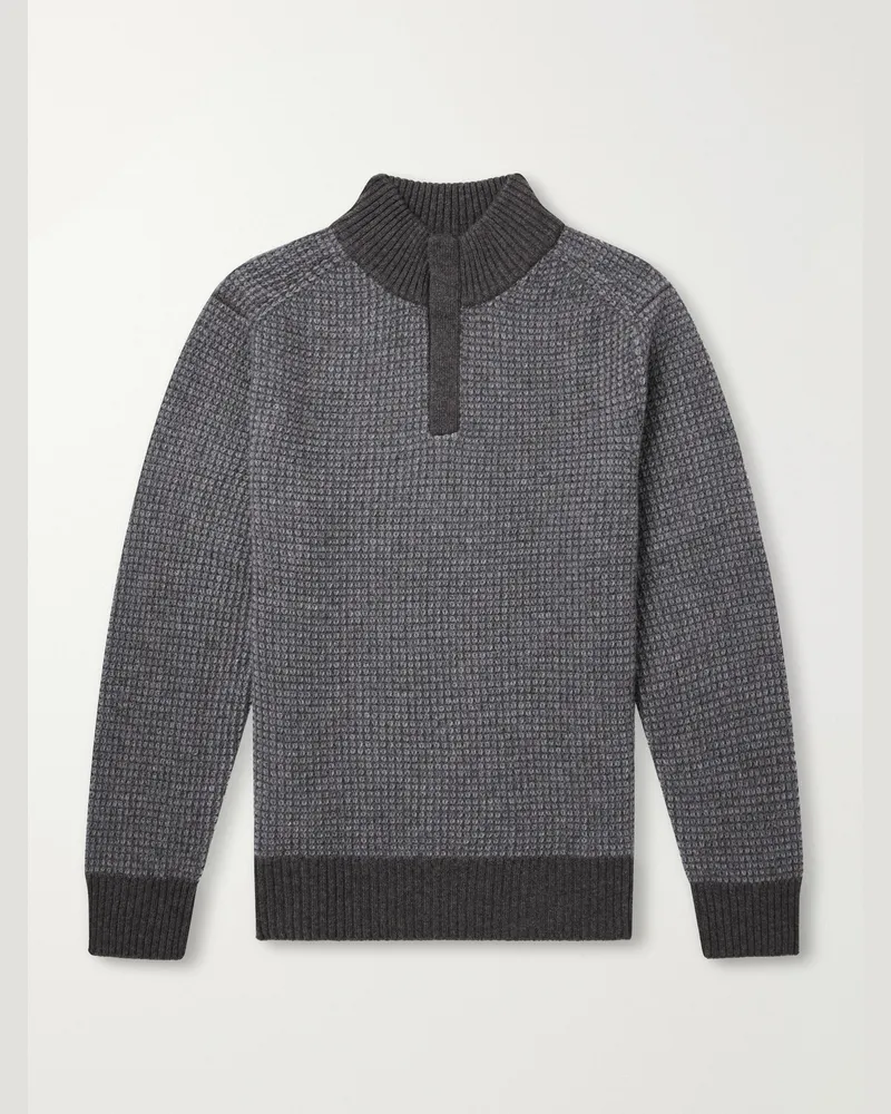 N.Peal Waffle-Knit Cashmere Sweater Gray