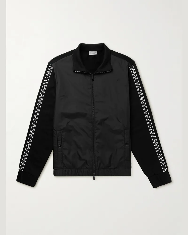Moncler Logo-Appliquéd Cotton-Jersey and Shell Track Jacket Black