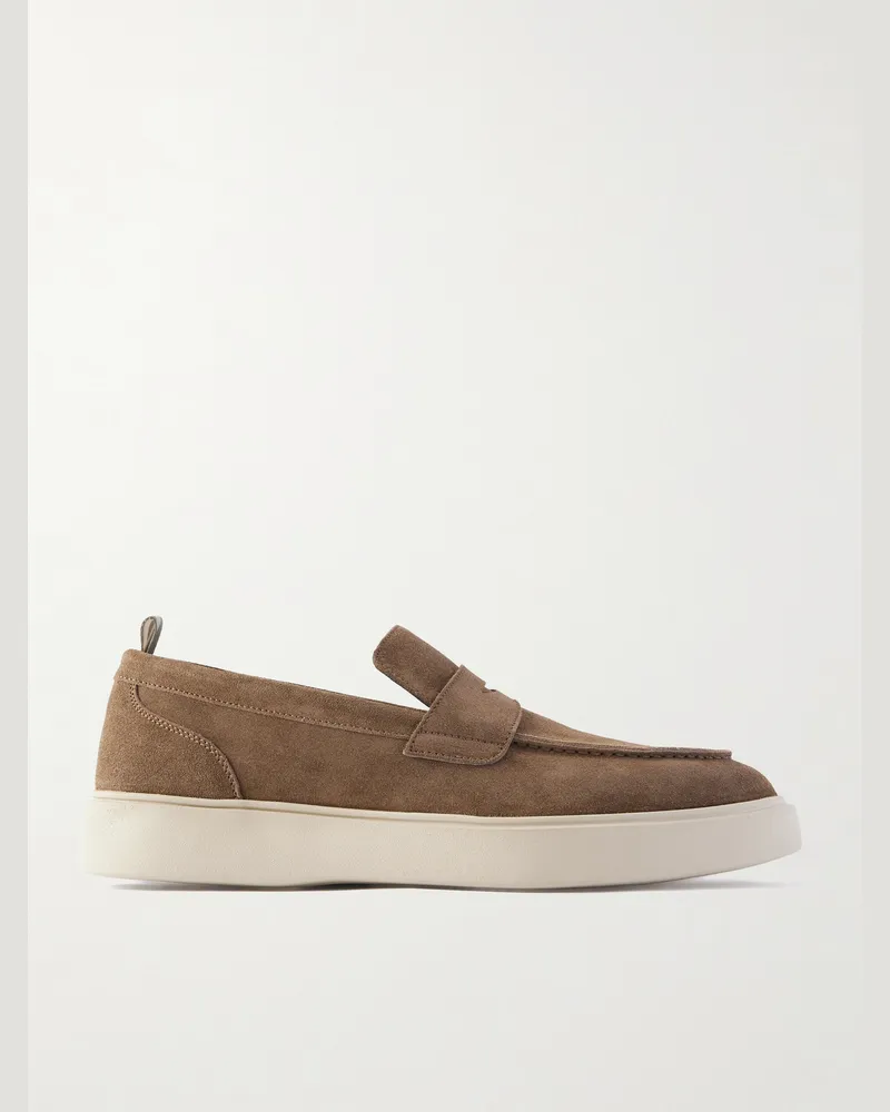 Officine Creative Italia Frame 001 Pennyloafers aus Veloursleder Braun