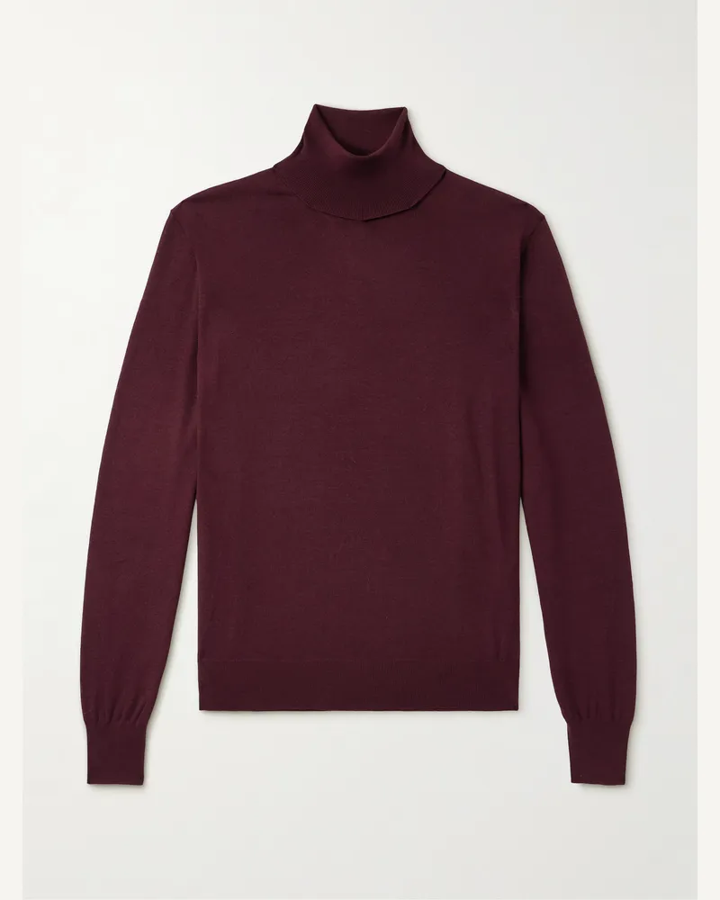 Saint Laurent Rollkragenpullover aus Wolle Burgunder