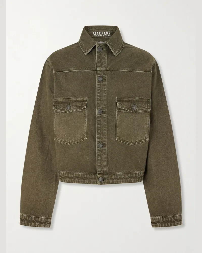MANAAKI Pita Garment-Dyed Organic Denim Jacket Green