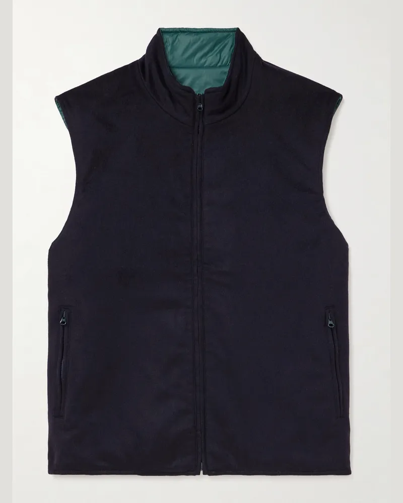 Sid Mashburn Wendbare Weste aus wattiertem Kaschmirflanell und Shell Blau