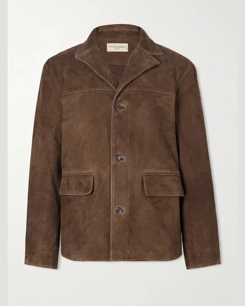 Officine Generale Erickson Suede Jacket Brown