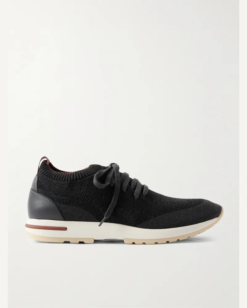 Loro Piana 360 Flexy Sneakers aus Wish®-Wollstrick mit Lederbesatz Grau
