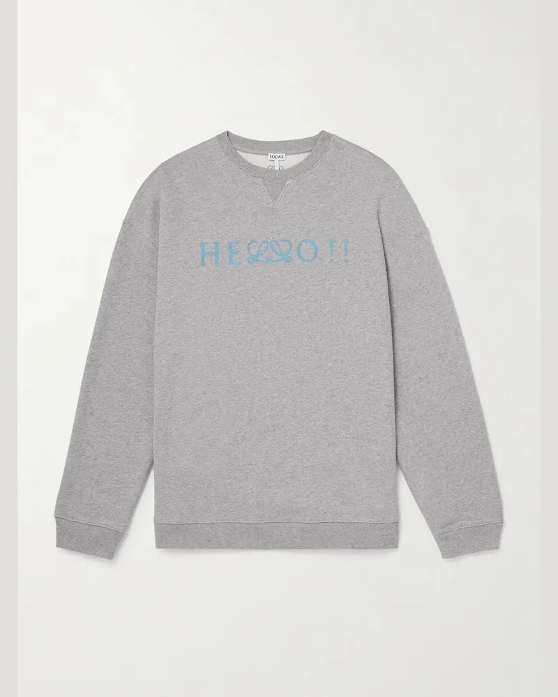 Loewe Logo-Print Cotton-Jersey Sweatshirt Gray