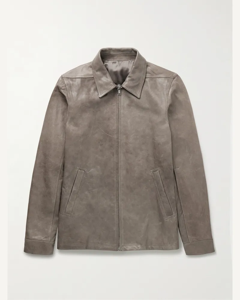 Rick Owens Brad Lederjacke Braun
