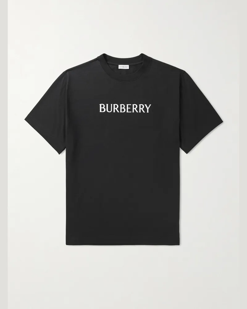 Burberry Seth T-Shirt aus Baumwoll-Jersey mit Logoprint Schwarz