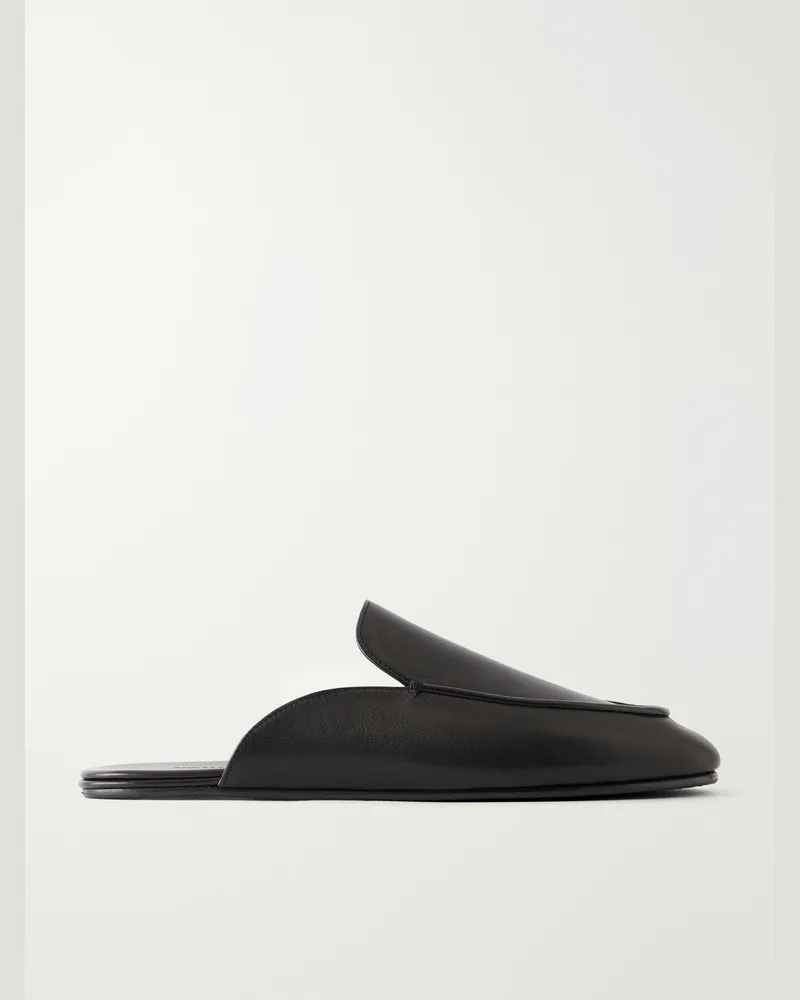 AURALEE Leather Slippers Black