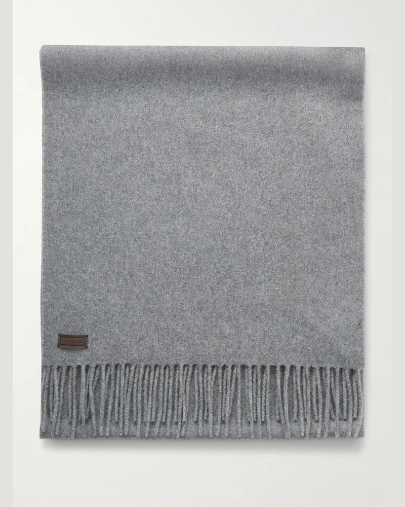 Canali Schal aus Kaschmir mit Fransen Grau