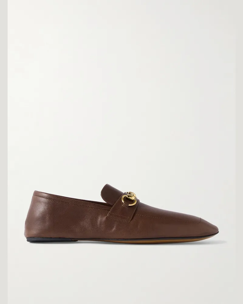 Gucci Edgar Horsebit-Embellished Leather Loafers Brown